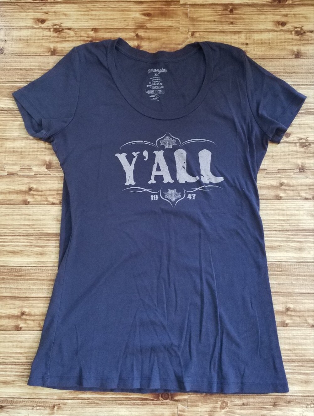 Wrangler Navy Blue Y'All Graphic Short Sleeve Shirt Women's XXL Boots